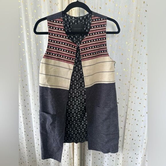 Sanctuary Summer In The City Hemp Cotton Mix Block Embroidered Tapestry Vest XS - Picture 2 of 7